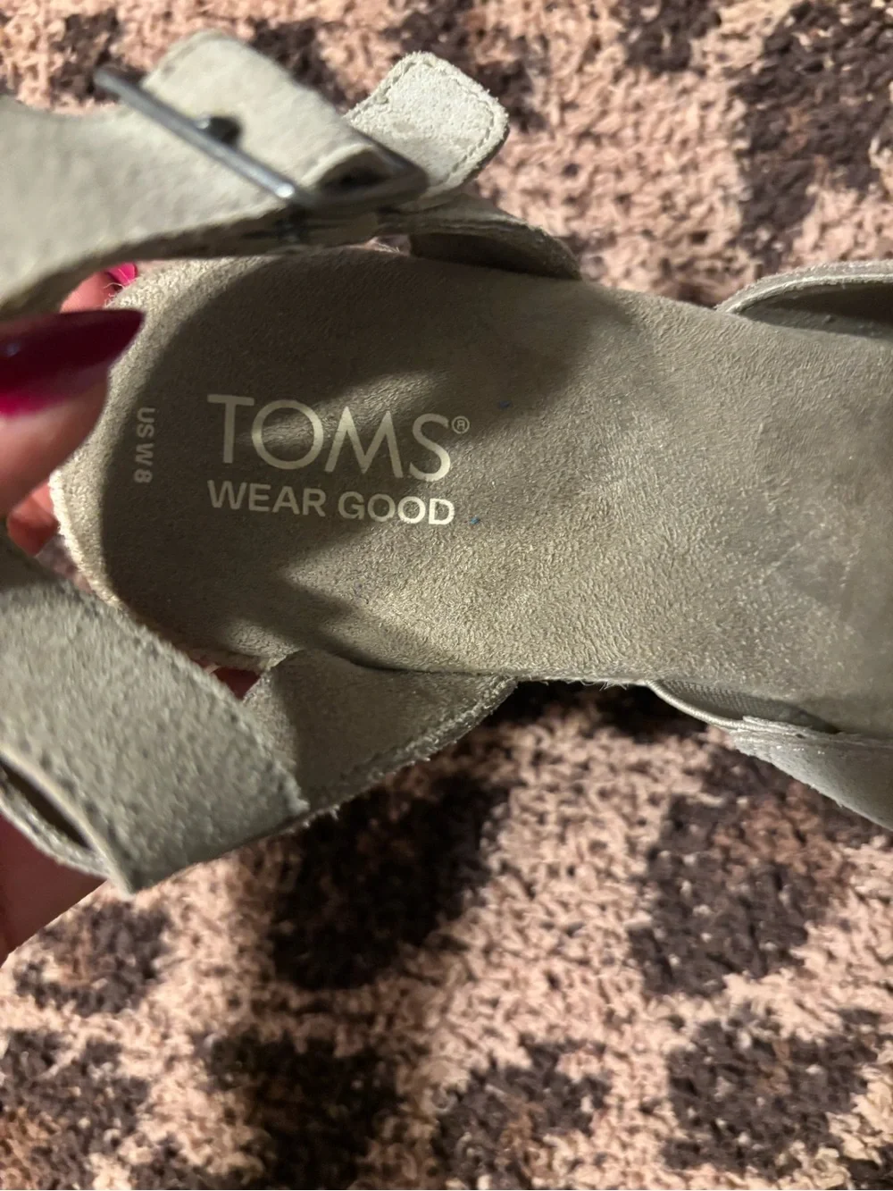 Toms Taupe/ Tab Suede Triple-Strap Ankle Buckle Espadrilles